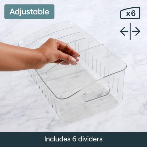 FreezeUp Freezer Bin 15", BPA-Free Clear Fridge Organizer with Adjustable Dividers and Handles for Frozen Food and Leftovers - view 4