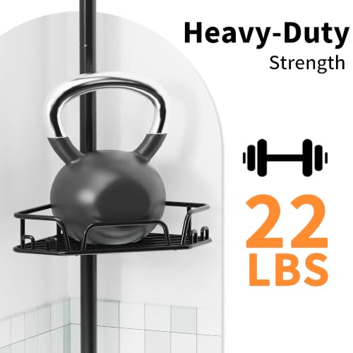 Corner Shower Caddy Tension Pole, 30% Thicker Wire Frame, Black - view 6