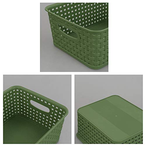 Plastic Weave Storage Baskets for Kitchen Bathroom, Green, 6 Packs - view 3