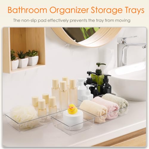 Drawer Organizer, 18 Pack Large Clear Plastic Kitchen Drawer Organizers Set, 6 Size Versatile Bathroom and Vanity Drawer Organizer Trays, Storage Bins for Makeup, Bedroom, Kitchen Utensils - view 5