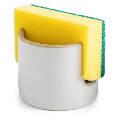Sponge Holder for Kitchen Sink, Ceramic Dish Sponge Drying Caddy