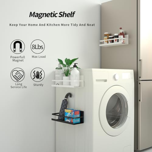 2 Pack Magnetic Spice Rack for Refrigerator,Heave Duty Magnetic Shelf For Kitchen,Magnet Book Shelf For Whiteboard,Space Container,Drill free (Black) - view 4