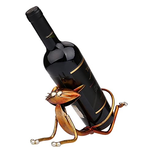 Yoga Cat Metal Sculpture Wine Bottle Rack Holder Handwork Crafts, Christmas Birthday Gift