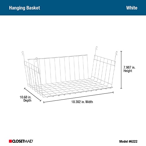Wire Hanging Shelf Basket for Storage, Organization in Closet or Pantry, No Assembly or Installation, Durable, White - view 4