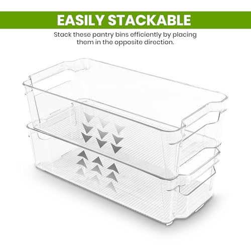 Plastic Stackable Storage Bins for Fridge, 8 Pack, Clear - view 7