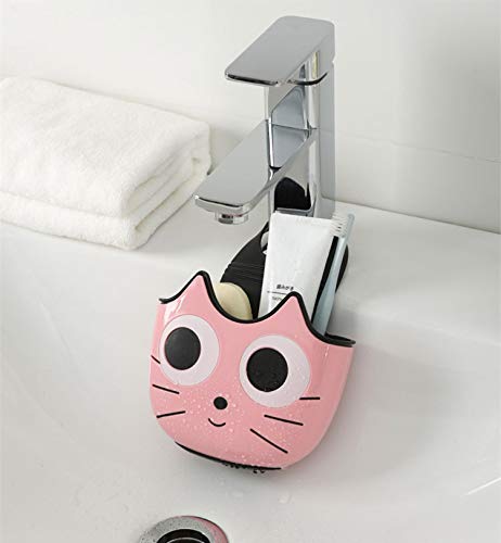 2 PACK Sponge Holder Basket with Buckle,Sink Faucet Caddy Hanging Drain Rack, Gadget Soap Brush Desk Pen Organizer for Kitchen Bathroom,Pink Green - view 4