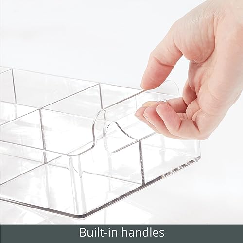 Compact Plastic Tea Storage Organizer Caddy Tote Bin - 6 Divided Sections, Built-in Handles - Holder for Tea Bags, Packets, Sweeteners and Small Packets - Lumiere Collection - Clear - view 6