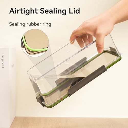 72oz Spaghetti Pasta Storage Container - Clear Plastic Noodle Holder with Airtight Lid Kitchen Pantry Food Storage Organizer for Rice Flour Cereal Oats Cracker Coffee Bean Linguini Lasagna (Square*1) - view 3