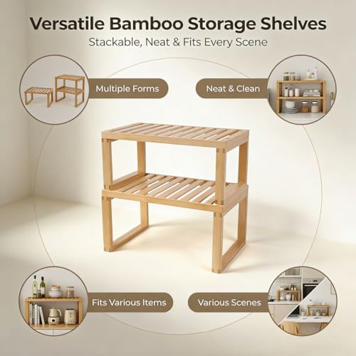 Kitchen Cabinet Organizer Shelf to Eliminate Clutter, Space-Saving Shelf Organizer, Pantry organizers and storage, Compact Spice Rack Organizer for Cabinet (2, W11.8″) - view 6