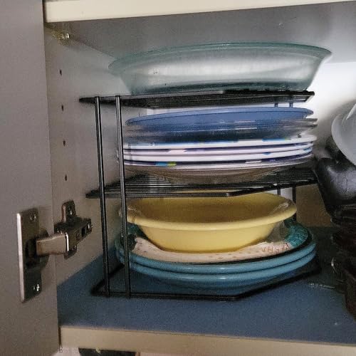 3-Tier Kitchen Corner Shelf Rack Counter and Cabinet Organizer, 9x9x7.5 Inch Metal Wire Kitchen Counter Pantry Cabinet Organizer and Storage Shelf for Plates, Cups, Dishes - view 6