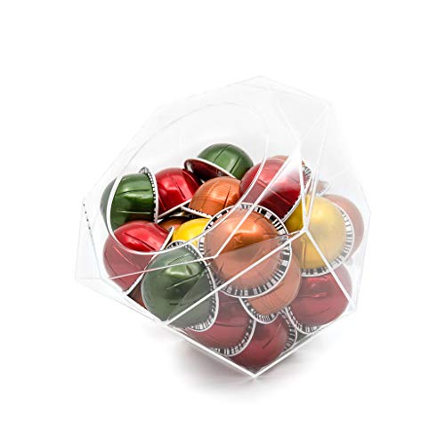 Nespresso Vertuoline Compatible Hexagon Plexiglass Capsule Pod Holder, Clear Dispenser, Storage Solution for Nespresso Machines and Keurig K-Cups - Fits 40 Capsules