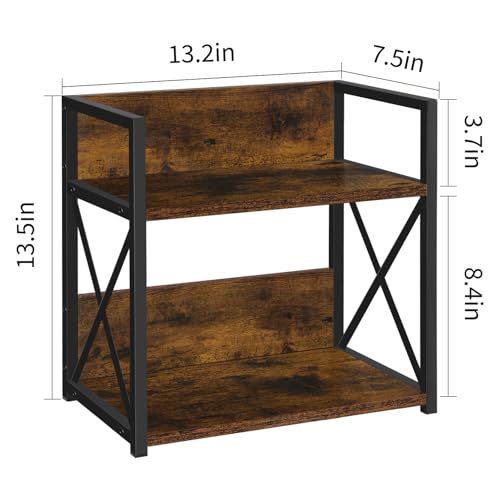 Countertop Shelf Organizer,Coffee Bar Accessories,Spice Rack,Coffee Counter Shelf,2 Tier Coffee Organizer Station for Mugs,Cups,Cream,Syrup(Rustic Brown, Medium) - view 3