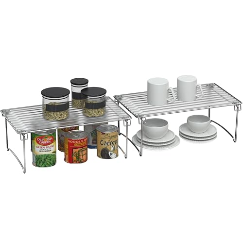 Stackable Cabinet Shelf Organizer, 2 Pack, Chrome - view 2