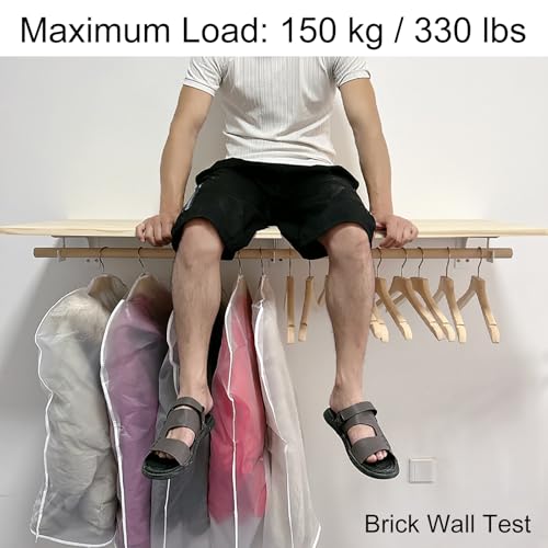 Heavy-Duty Wall Mounted Closet Shelves with Solid Wood Organizer System - Space-Saving Storage Solution for Bedroom, DIY Brackets for Maximum Support - view 3