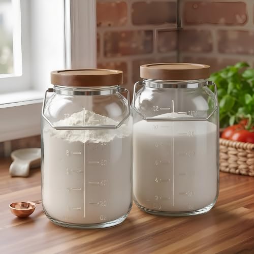 Glass Flour Sugar Storage Containers with Wood Lid and Handle - view 3