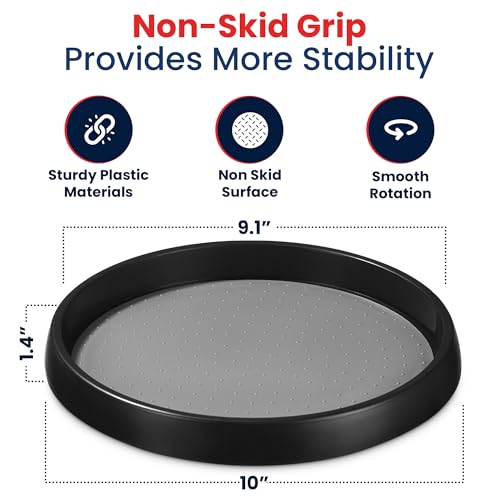 10 Inch Lazy Susan (Set of 4) - Non-Skid Turntable, Black - view 3