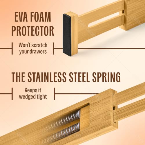 Drawer Dividers 2.3" Tall, 13.4-17.1" Adjustable, Bamboo, 6 Pack - view 5