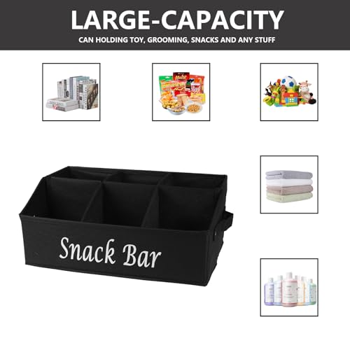 Snack Organizer for Countertop, Fabric Snack Bar Station with Handles, 6 Compartment Container, Black 【Patent Pending】 - view 6