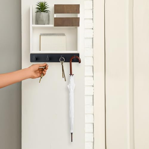 Key Holder with 4 Hooks,Adhesive Key Hanger Organizer for Wall Mount - view 3