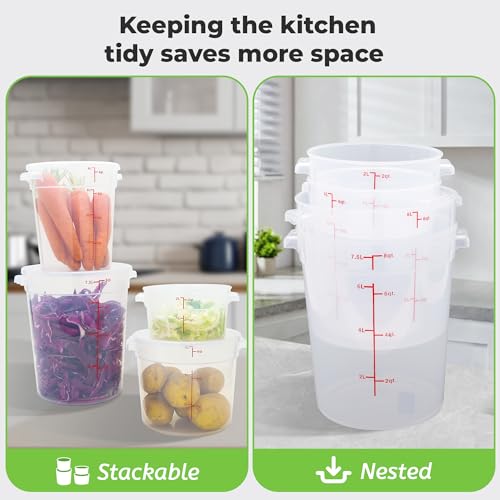 4 Pack 2 Qt Round Food Storage Containers with Lids, Translucent PP - view 6