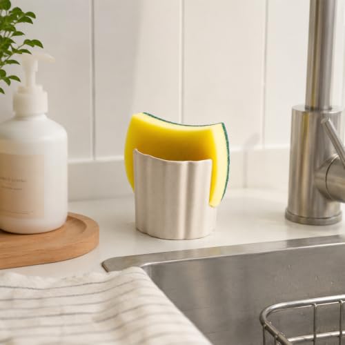 Flower Ceramic Sponge Holder for Kitchen Sink, Dish Scrubber Caddy - view 6