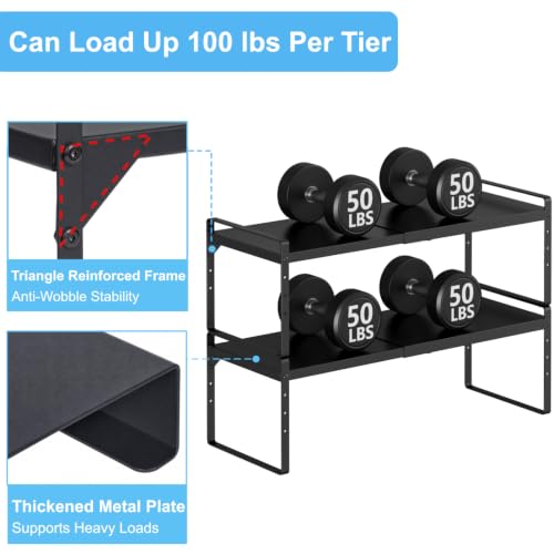 Expandable Kitchen Cabinet Shelf Organizer, Stackable Metal Storage Shelves - view 4