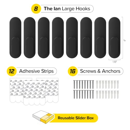 Handy Hooks - The Ian Large 8 Pack (Black) - view 6
