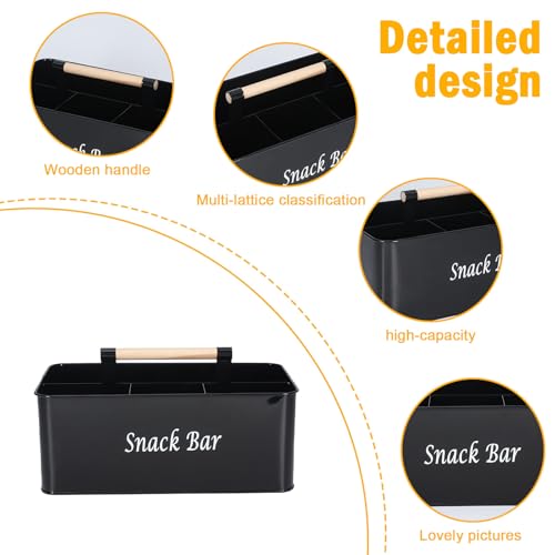 Snack Box Container for Countertop, Pantry Storage Bin with Handles, Snack Bar Organizer for Candy, 4-Compartment Food Container, Plastic Storage Bins for Kitchen, Office - view 3