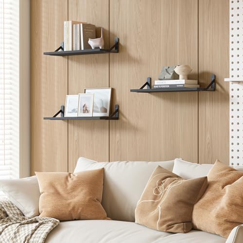 16.5 Inch Floating Shelves for Wall Home Decor, Black, Set of 6 - view 5