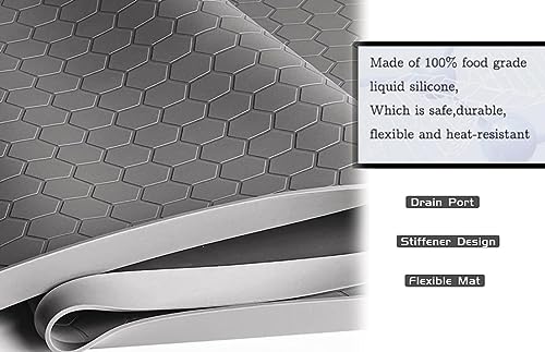 Kitchen Vista Under Sink Mat for kitchen and bathroom Cabinets 34’’ x 22’’ | Silicone Sink Cabinet Protector with Drain Hole,Flexible Sink Drip Tray | Under Sink Organizers and Storage, Grey - view 5