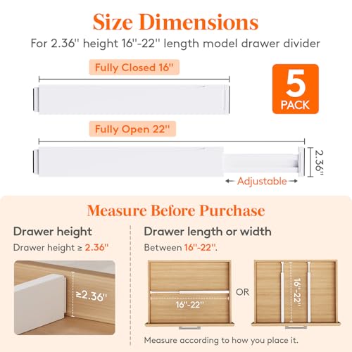 2.36" Upgrade Kitchen Drawer Dividers, Adjustable Drawer Organizer - view 2