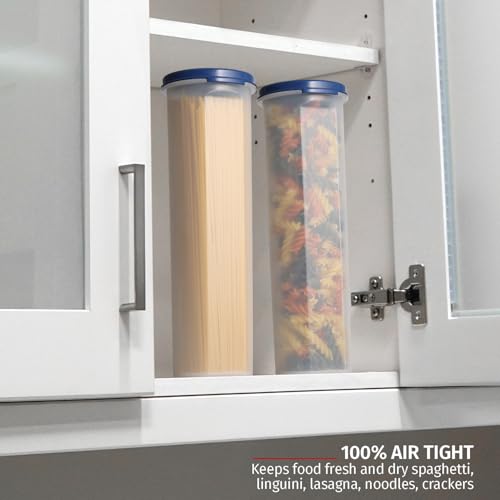 Tall Clear Spaghetti Pasta Container Storage With Lid-2 Pk.Multi-Purpose Kitchen Pantry Organization And Food Storage For Noodles Beans Straws - Airtight Leakproof Spaghetti Keeper BPA Free 37 oz. - view 2