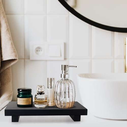Black Wooden Bathroom Sink Counter Tray Decor Small Pedestal Stand Display - view 3