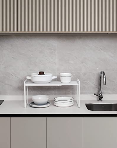 Expandable Shelf for Cabinets, Cabinet Shelf Riser, 8.6" White - view 6