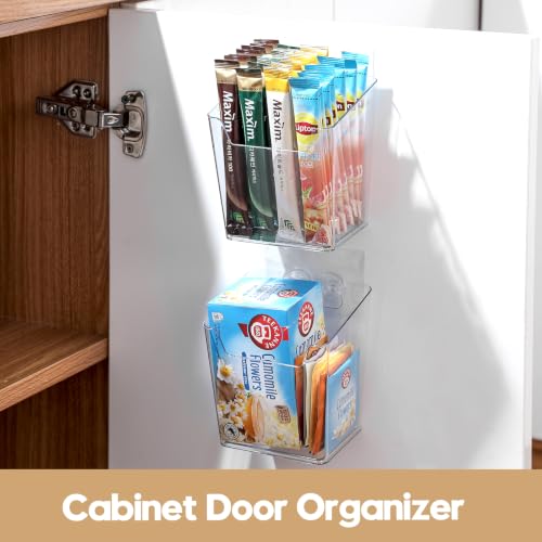 2 Pack Cabinet Door Organizer Adhesive, Clear Wall-Mounted Storage Bins(M) - view 4