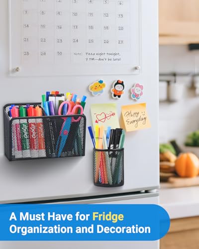 Magnetic Pen Holder, Metal Strong Magnet Pen Cup Magnetic Marker Storage Basket Locker Organizer for Whiteboard Refrigerator Fridge Locker Accessories Classroom Must Haves Teachers School Supplies - view 7