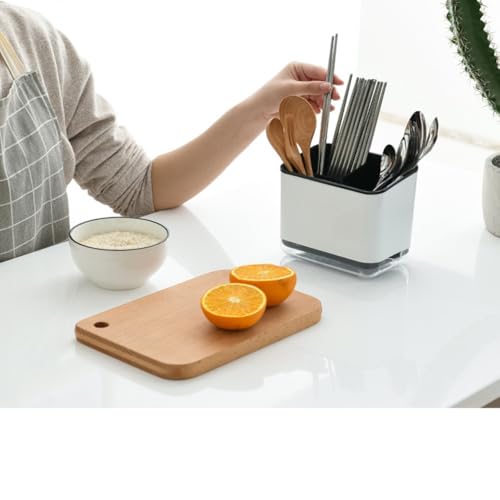 Home Kitchen Utensils Three-Layer Organizer Chopsticks Cage Spoon Fork Storage Holder Chopstick Box Cutlery Drain Rack(Black) - view 4