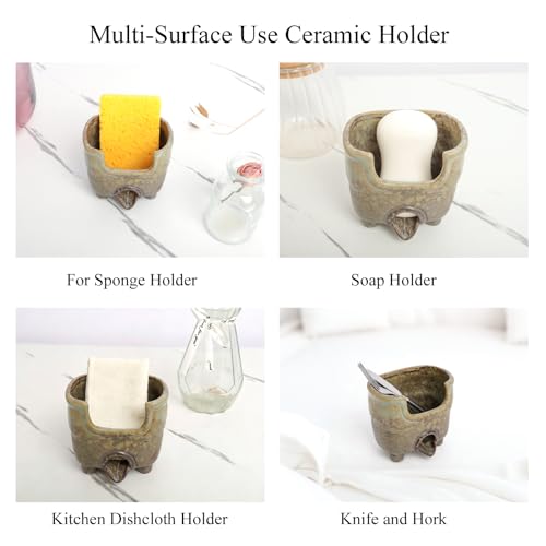 Sponge Holder for Kitchen Sink, Ceramic Sink Caddy Organizer - view 6