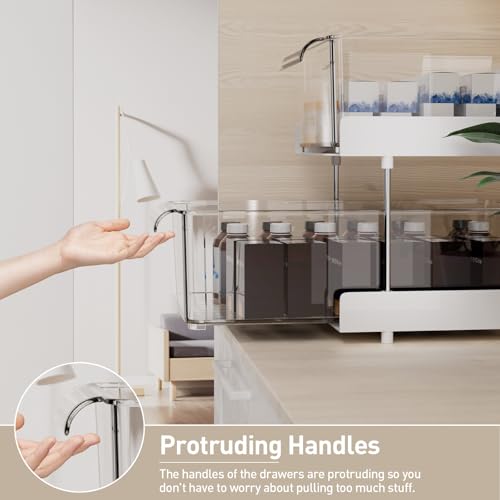 YuzhuSuye Multi-Purpose Pull Out Cabinets Organizer Shelf 2-Tier Under Sink Organizer with Dividers for Bathroom Kitchen Closet and Office (clear) - view 5