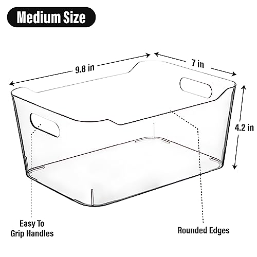 Clear storage organizer bins, Medium Kitchen Cabinet Organizers and Storage Baskets Pantry Fridge Containers for Organizing Cabinet Organization Perfect for Foods Snacks Chips Vitamin spices - view 2