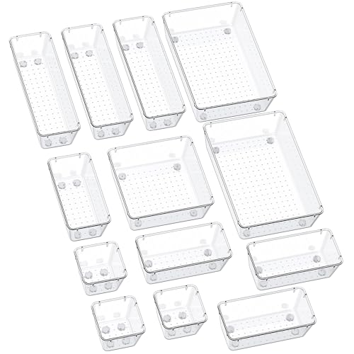 13-Piece Drawer Organizers with Non-Slip Silicone Pads, 5-Size