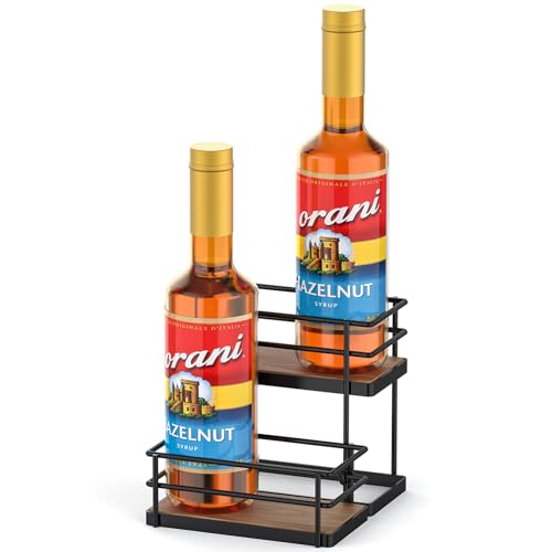 Coffee Syrup Rack Organizer, 2-Tier 4 Maple Syrup Bottle Holder