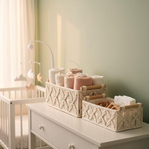 Boho Decor Cute Woven Gift Basket Small Storage Baskets for Organizing - view 3