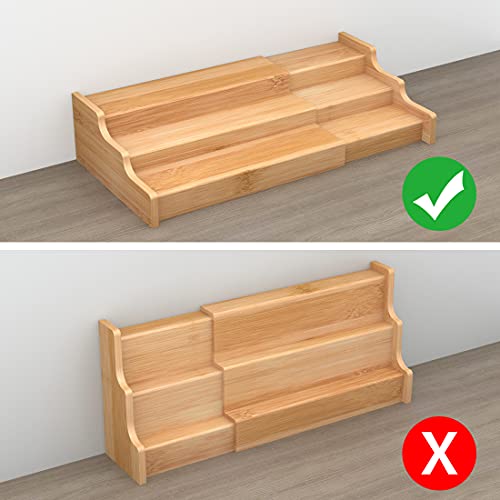 Spice Rack Kitchen Cabinet Organizer- 3 Tier Bamboo Expandable Display Shelf Yellow - view 2