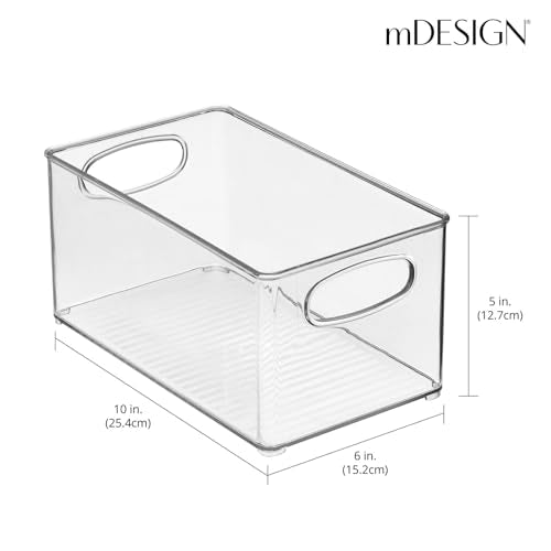 Plastic Bathroom Storage Container Bins w/ Handles - Closet, Cabinet, Vanity, Cupboard Shelf Organization, Hair Tools Accessory Organizer - Ligne Collection; Clear, 10x6x5 (Pack of 4) - view 3
