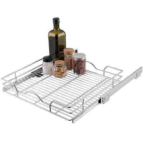 Pull Out Cabinet Organizer (14.75" W x 17" D), Pull out Drawers, Cabinet Pull Out Shelves for Base Cabinet Organization in Kitchen Bathroom Pantry, Bottom Mount, Chrome Finish - view 4