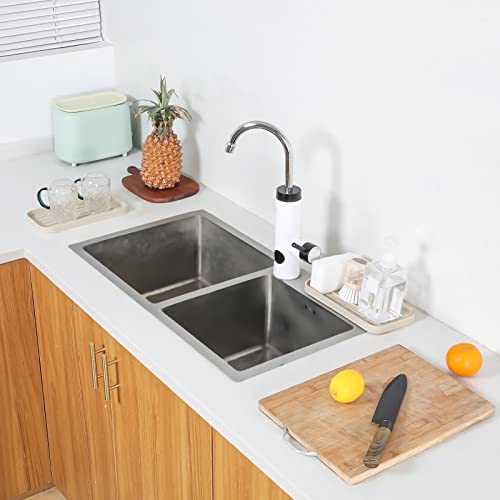 Silicone Kitchen Sink Organizer Tray for Multiple Usage,Eco-Friendly Sponges Holder for Kitchen Bathroom Counter or Sink,Dish Soap Dispenser,Scrubber,Bottle,Cup (Tapioca, 10"×5.3") - view 5
