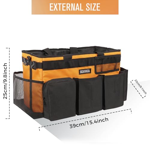 Wearable Cleaning Caddy Bag, Cleaning Caddy Supplies Organizer with Handle & Shoulder Straps for Housekeepers, Under Sink & Car Cleaning Tool Organizers with 4 Foldable Divider (Orange) - view 5