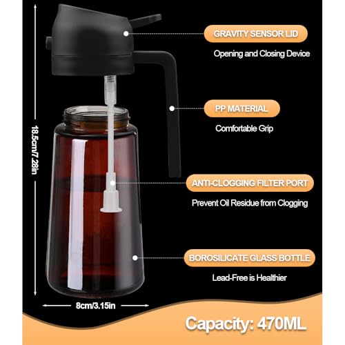 Oil Sprayer, 2 in 1 Oil Sprayer for Kitchen Cooking, 470ml Oil Spray Bottle for Home - view 4