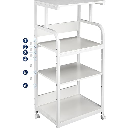 4 Tier White Printer Shredder Stand with Storage for Home Office - view 7